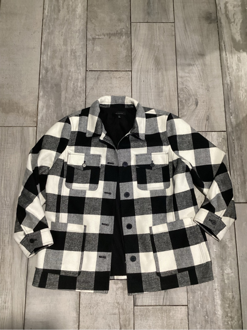 Talbots Black & White Buffalo Check Shirt Jacket #Cj